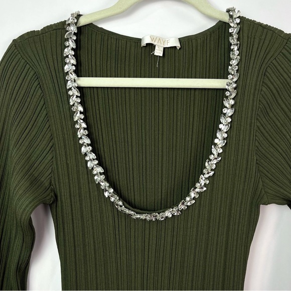 WAYF Cinthia Jewel Neck Long Sleeve Rib Midi Dress sz Large - Picture 6 of 13